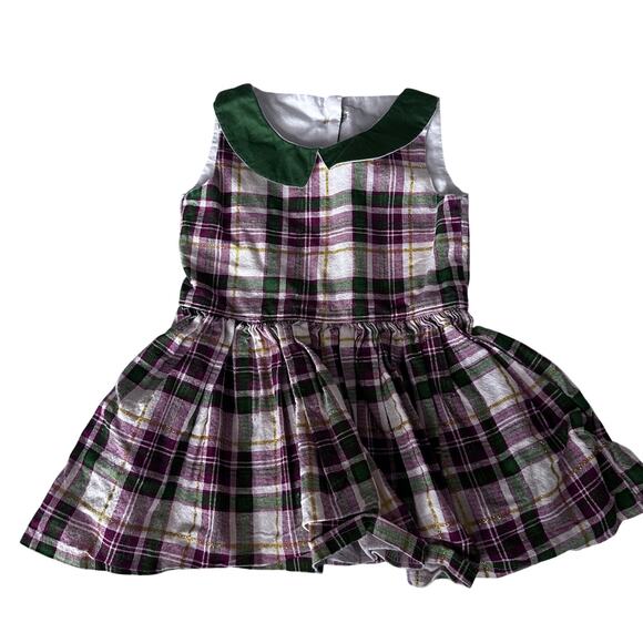 Festive Christmas Plaid Sleeveless Dress with Collar - Picture 1 of 6